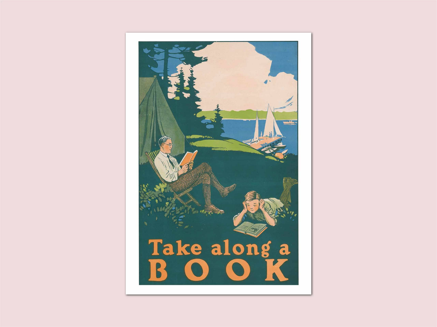 Take Along A Book Vintage Print
