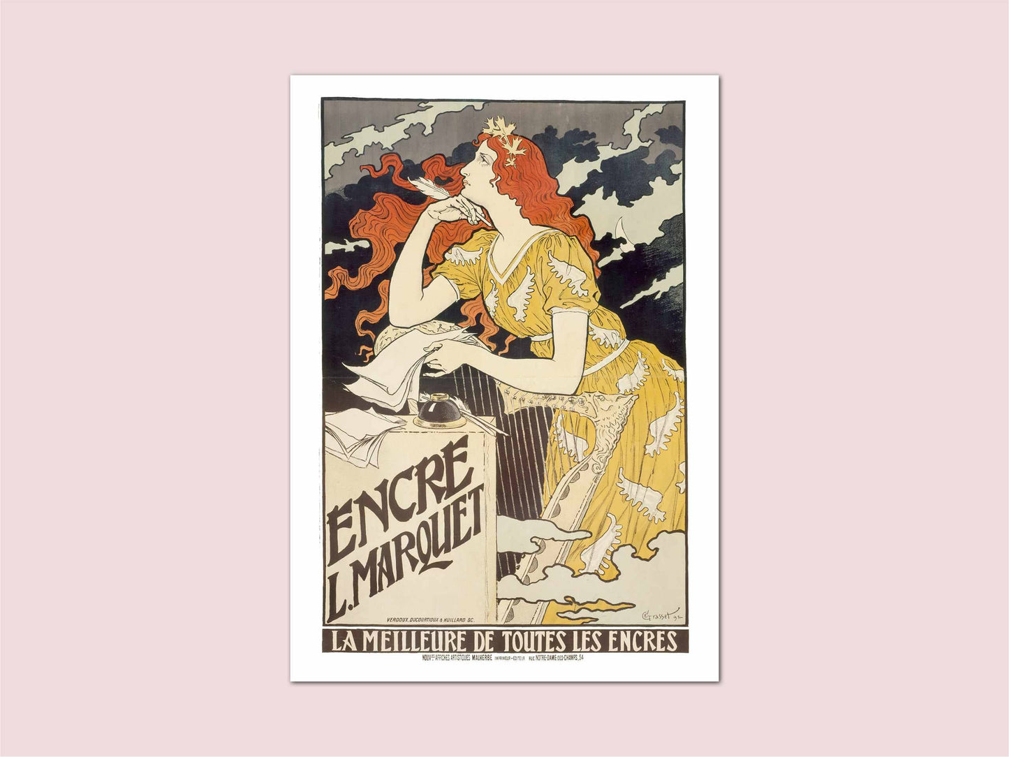 Encre L Marquet Grasset Vintage Art Nouveau Print
