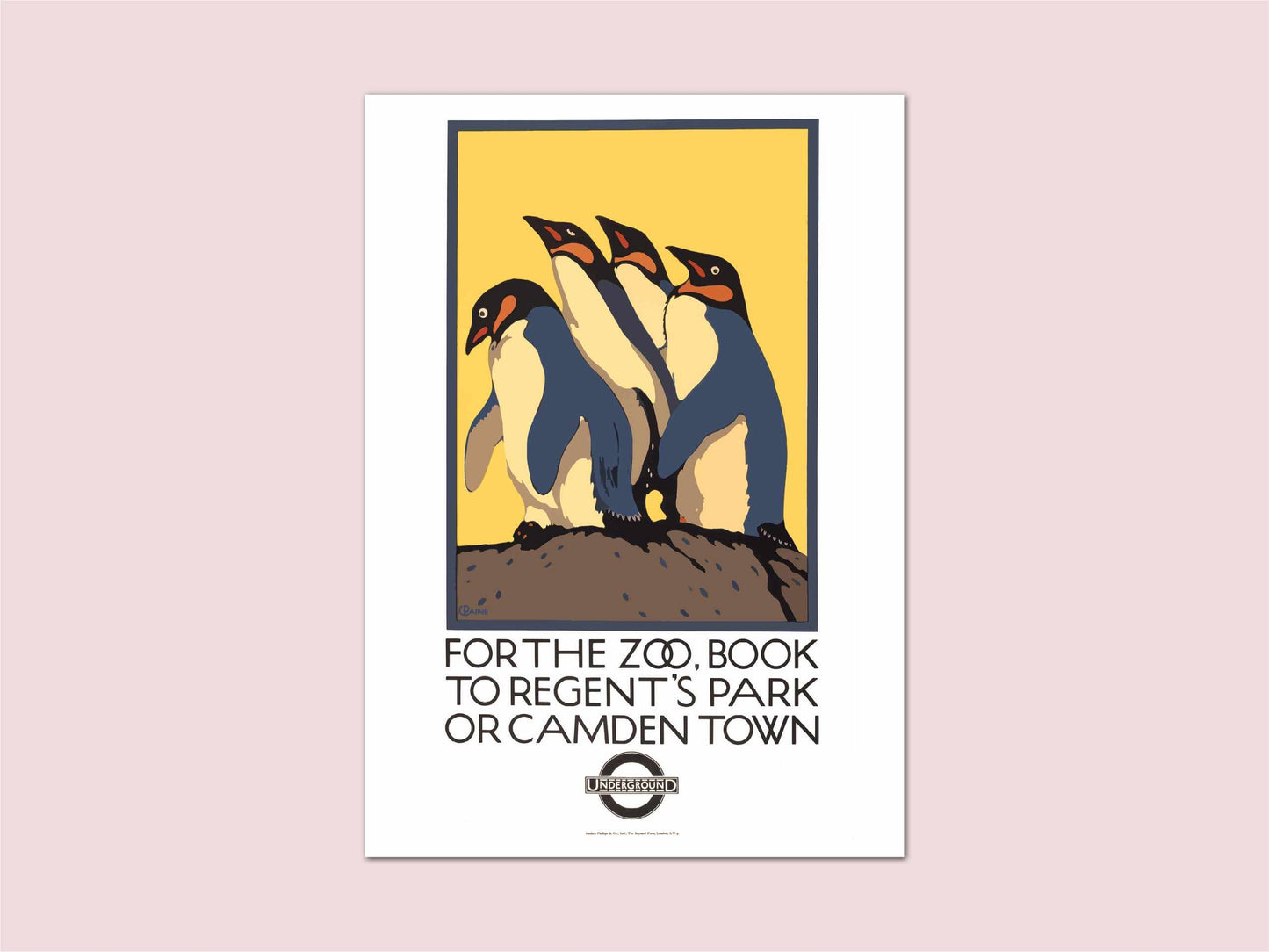 London Underground Penguins Vintage Travel Print